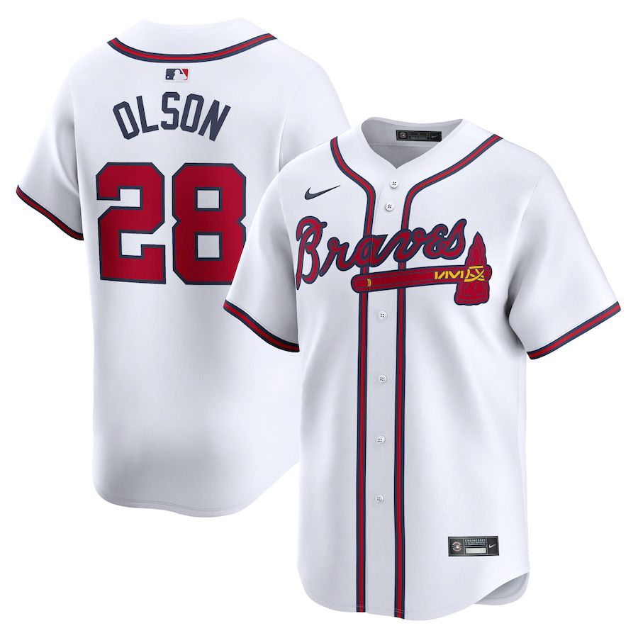 Men Atlanta Braves #28 Matt Olson Nike White Home Limited Player MLB Jersey